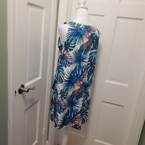 Caribbean Joe Tropical Print Tank Dress Size Medium, Beachwear, Colorful - Picture 5 of 12